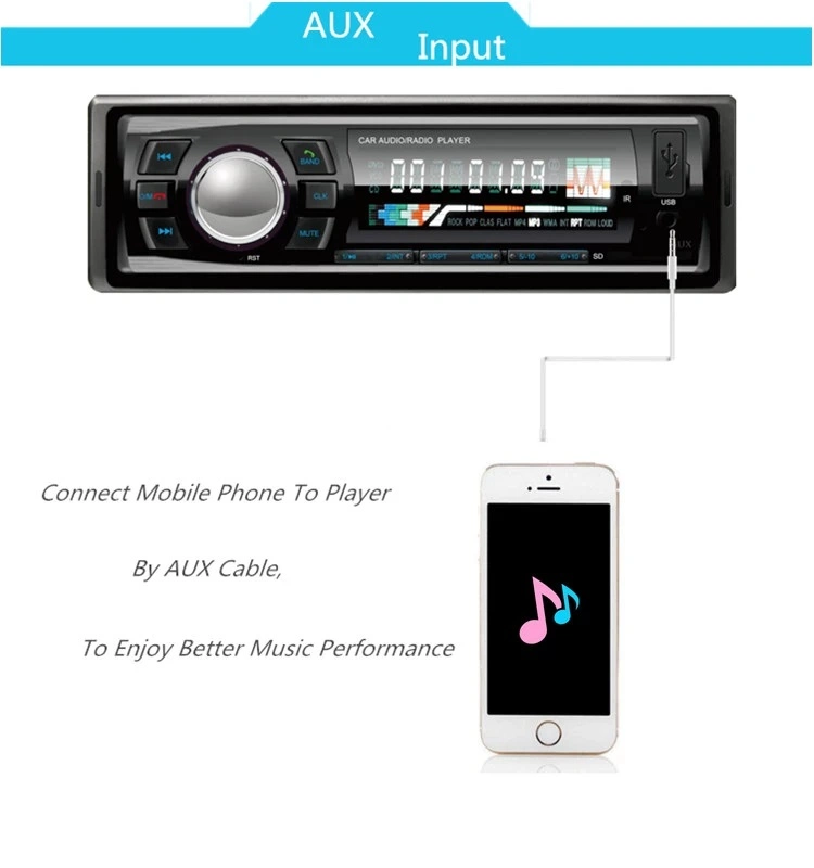 Car Stereo One DIN Dashboard Car Unit with Bluetooth USB