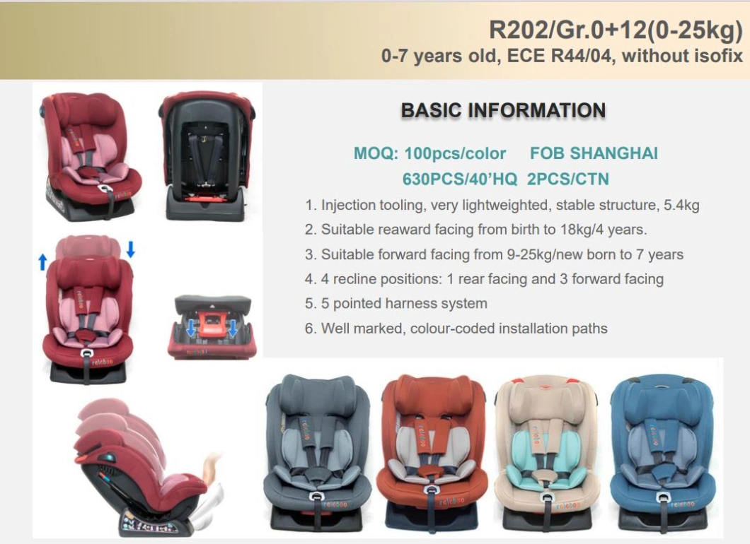 China OEM/ODM Gr. 123 (9-36kgs) Front-Facing Adjustable Infant/Child/ Baby Car Safety Seat with ECE R44/04