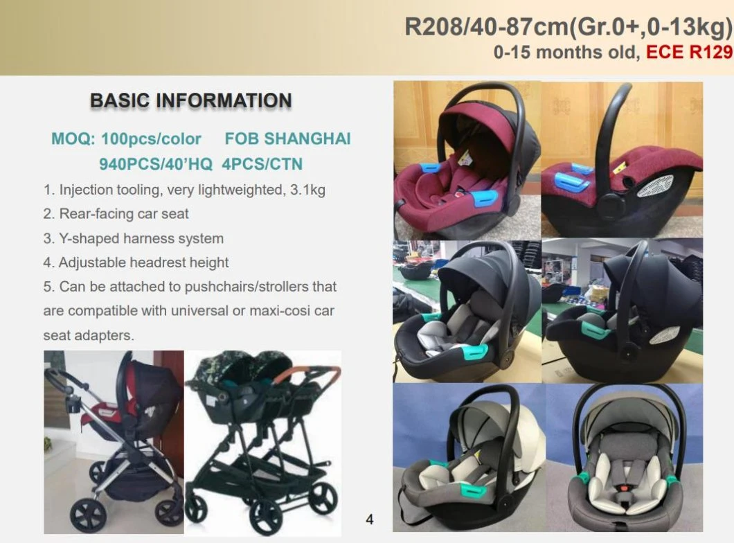 China OEM/ODM Gr. 123 (9-36kgs) Front-Facing Adjustable Infant/Child/ Baby Car Safety Seat with ECE R44/04